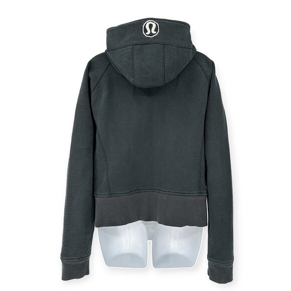 Lululemon | S | RARE Fuzzy White Logo Black Full-Zip Heavyweight Scuba Hoodie - Picture 4 of 6